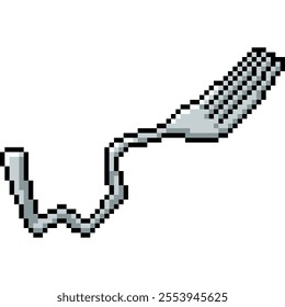 pixel art of fork shape bend isolated background