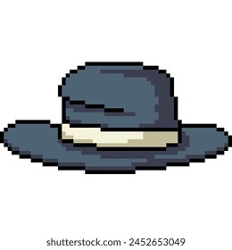 pixel arte de sombrero gris formal fondo aislado