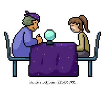 pixel art of fortune teller woman