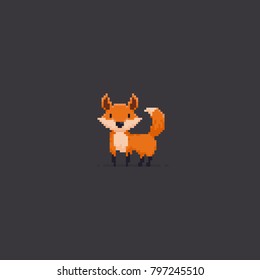 Pixel art fox isolated on dark background