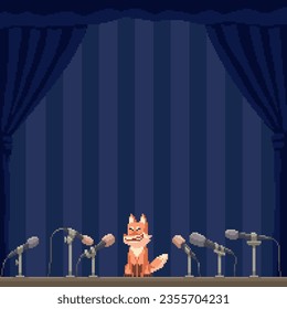 pixel art of fox talk show
