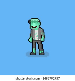 Pixel art frankenstein character.8bit cartoon.halloween.