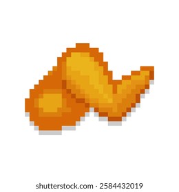 Pixel art of fried chicken. Pixelated chicken wings.