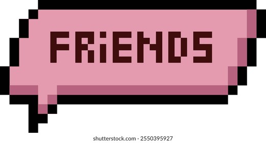 Pixel Art Friends Speech Bubble Vector Illustration
