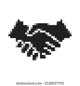 pixel art friendship handshake icon on white background