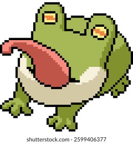 pixel art of frog long tongue isolated background