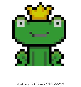 Pixel Art Frog Prince Version Cartoon
