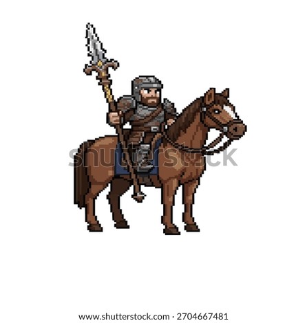 pixel art frontier lance rider patrolling outer borders