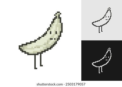 Personajes de frutas de arte de píxeles aislados sobre fondo blanco. Ilustración vectorial.
