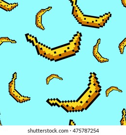 Pixel art fruit  pattern with banana