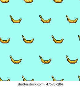 Pixel art fruit  pattern with banana