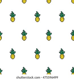 Pixel art fruit  pattern with pineapple