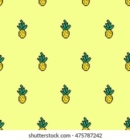 Pixel art fruit  pattern with pineapple
