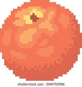 melocotón de frutos de píxel. Icono de estilo antiguo de fruta sobre fondo blanco aislado.