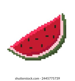 Pixel art fruit watermelon isolated on white background.