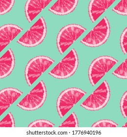 Pixel art fruits orange, lemon, grapefruit. Vector 8 bit. Pixel background.