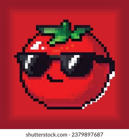 A pixel art fruit-shaped player character