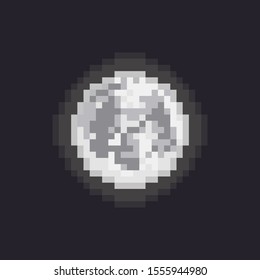 Pixel Art Full Moon Illustration.