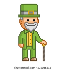 Pixel art funny leprechaun