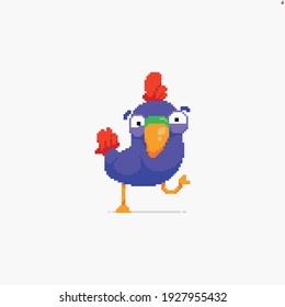 Pixel Art Funny Surprised Bird Wanting To Say Something