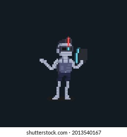 Pixel art future mummy punk character.