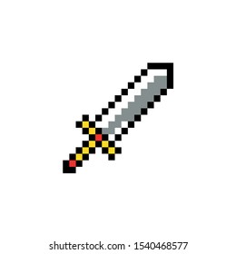 Pixel art, game item, icon and objects for the design. Vector illustration. Fantasy world. Old game console.