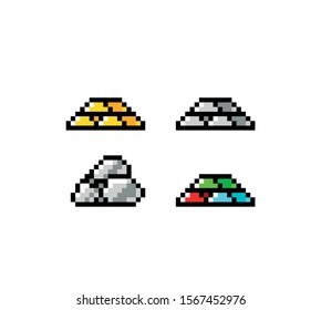 Pixel art, game item, icon and objects for the design. Vector illustration. Fantasy world. Old game console.