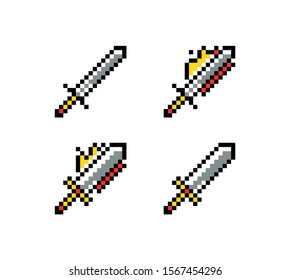 Pixel art, game item, icon and objects for the design. Vector illustration. Fantasy world. Old game console.
