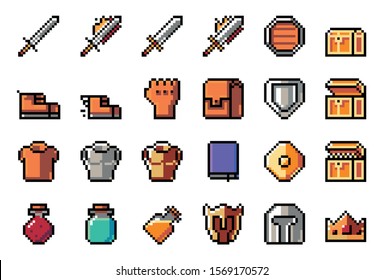 Pixel Art Game Item Icon Objects Stock Vector Royalty Free Shutterstock