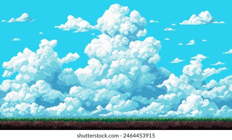 pixel art game level background, 8 bit, landscape, arcade video game