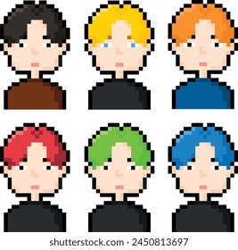 Pixel art juego de los hombres personaje en blanco
