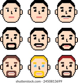 Pixel art juego de los hombres personaje en blanco