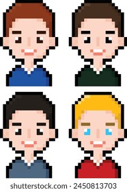 Pixel art juego de los hombres personaje en blanco