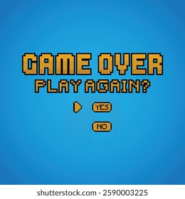 Pixel Art Game Over Background Vector Design.