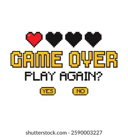 Pixel Art Game Over Background Vector Design.