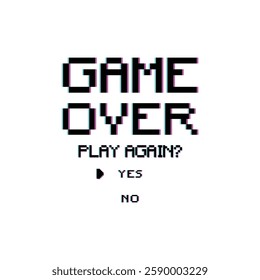 Pixel Art Game Over Background Vector Design.