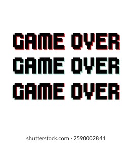 Pixel Art Game Over Vector Design.