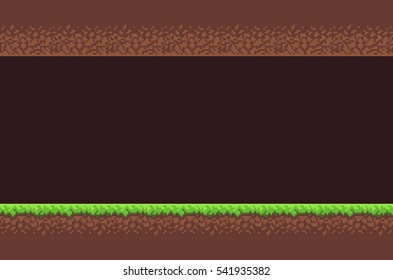 Pixel Art Game Underground Background Tunnel With Dirt And Grass