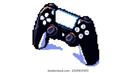 Pixel Art gaming set up of controlsense with white background