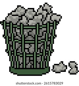 pixel art of garbage basket bin isolated background