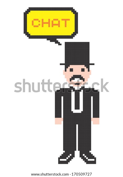 Pixel Art Gentleman Chat Caption Stock Vector Royalty Free