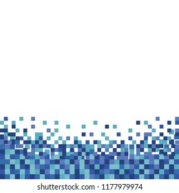 Pixel art. Geometric background stylized blue squares. Vector illustration.