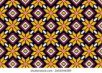 Pixel Art Geometric Fabric Pattern