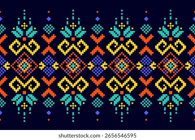 Pixel Art Geometric Fabric Pattern