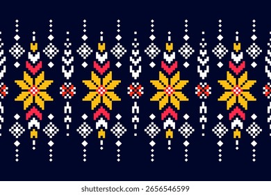 Pixel Art Geometric Fabric Pattern