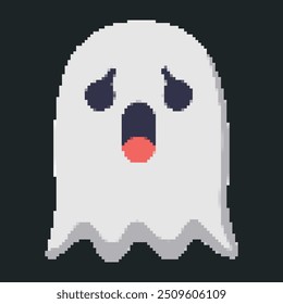 Pixel Art Ghost. Helloween pixel art. 