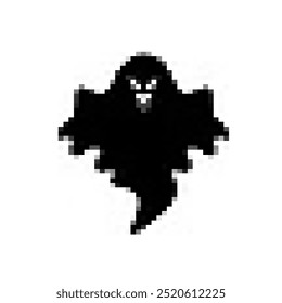 pixel art ghost icon vector on white background