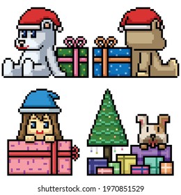 pixel art of gift box present