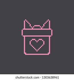 Pixel art gift vector icon. Sign for web, mobile design and 8 bit games.
Vector illustration. Valentine day, love, wedding symbol.