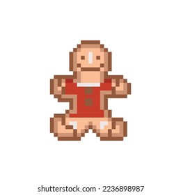 Pixel art gingerbread cookie man design